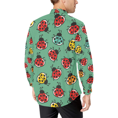 Ladybug Pattern Print Design 02 Men's Long Sleeve Shirt