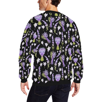 Lavender Pattern Print Design LV04 Men Long Sleeve Sweatshirt
