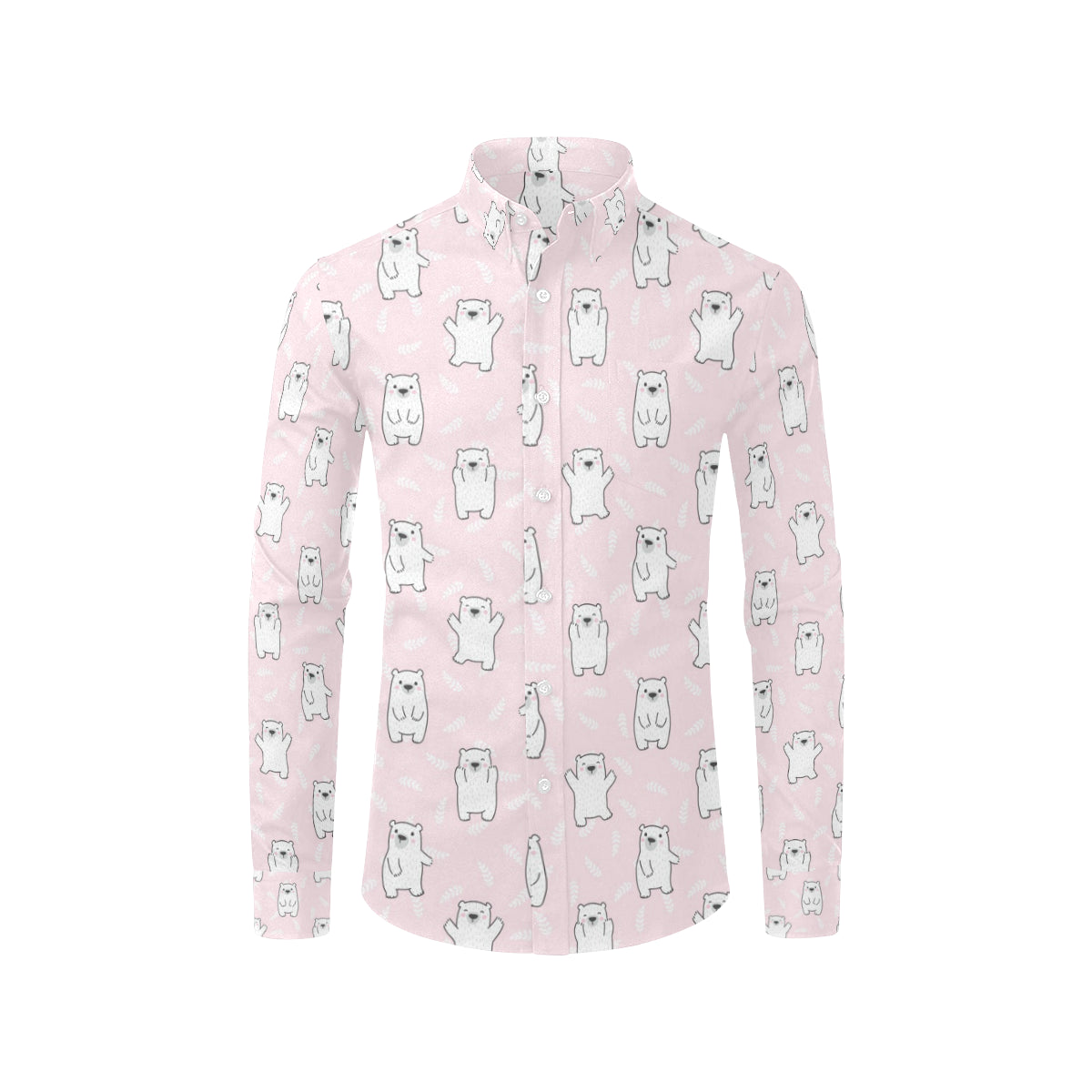 Polar Bear Pattern Print Design PB09 Men's Long Sleeve Shirt
