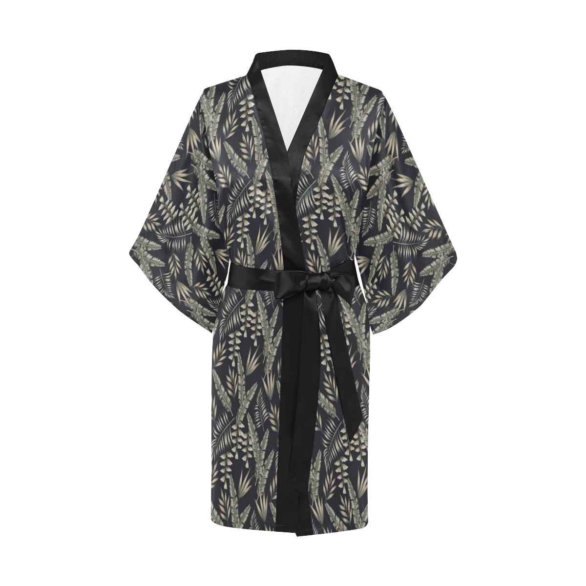 Banana Leaf Pattern Print Design 07 Women's Short Kimono