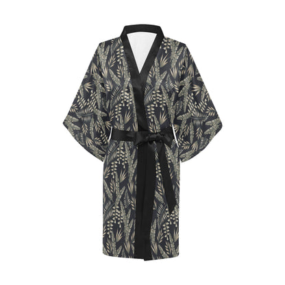 Banana Leaf Pattern Print Design 07 Women's Short Kimono