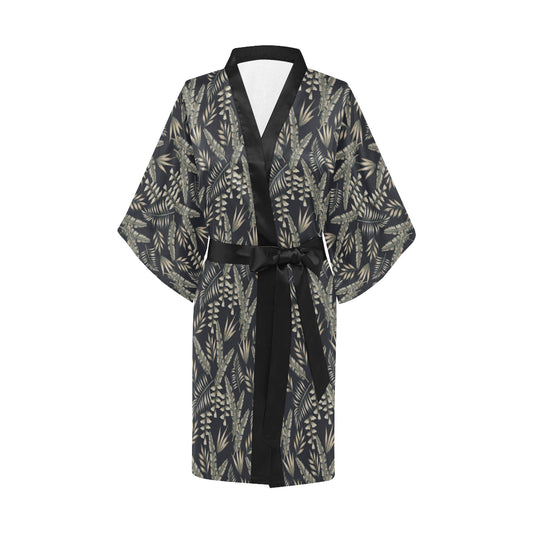 Banana Leaf Pattern Print Design 07 Women's Short Kimono
