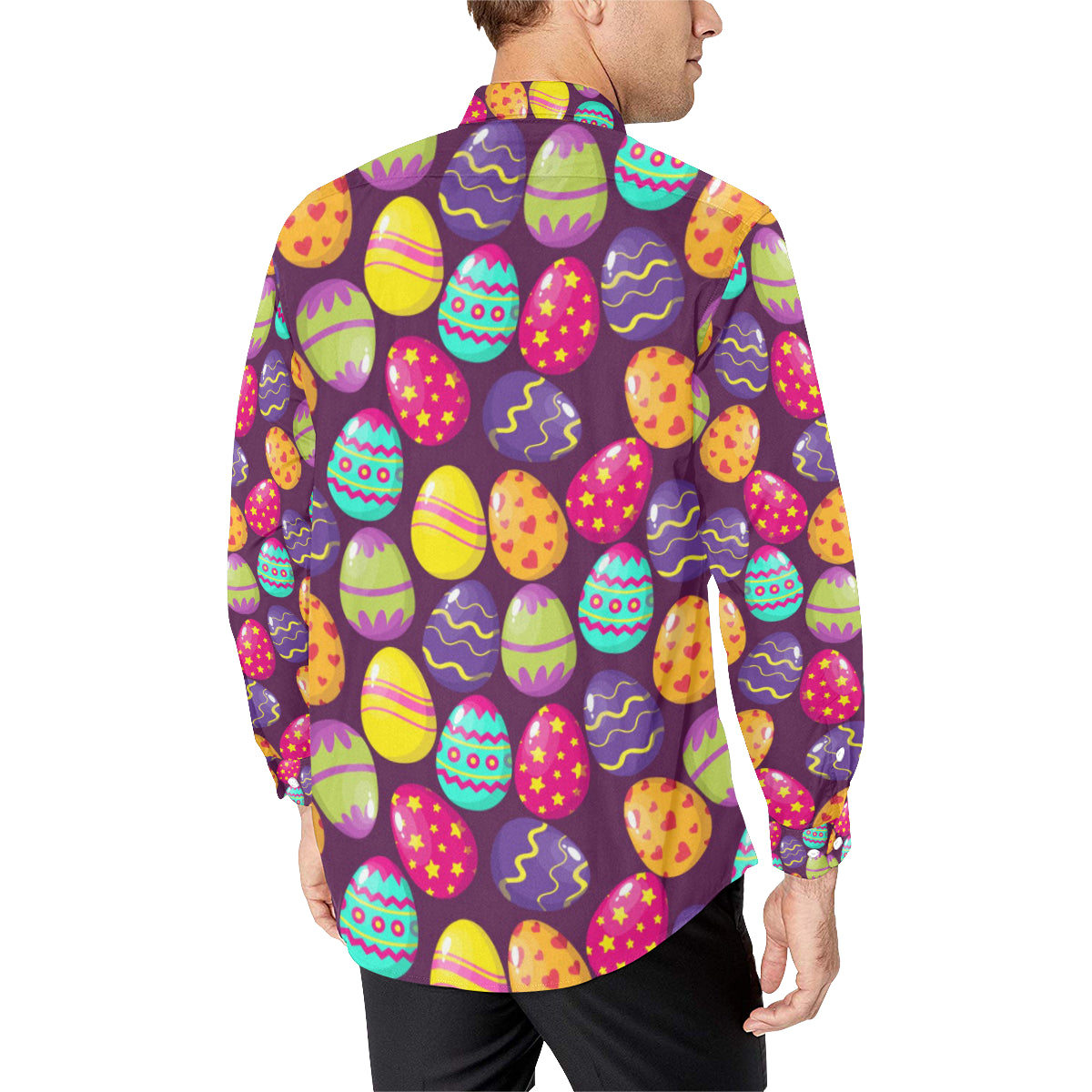 Easter Eggs Pattern Print Design RB04 Men's Long Sleeve Shirt