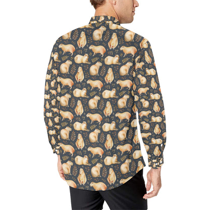 Capybara Pattern Print Design 02 Men's Long Sleeve Shirt