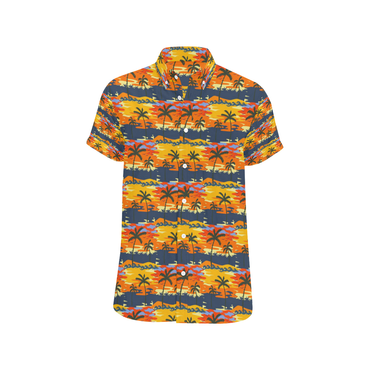 Palm Tree Pattern Print Design PT010 Men's Short Sleeve Button Up Shirt