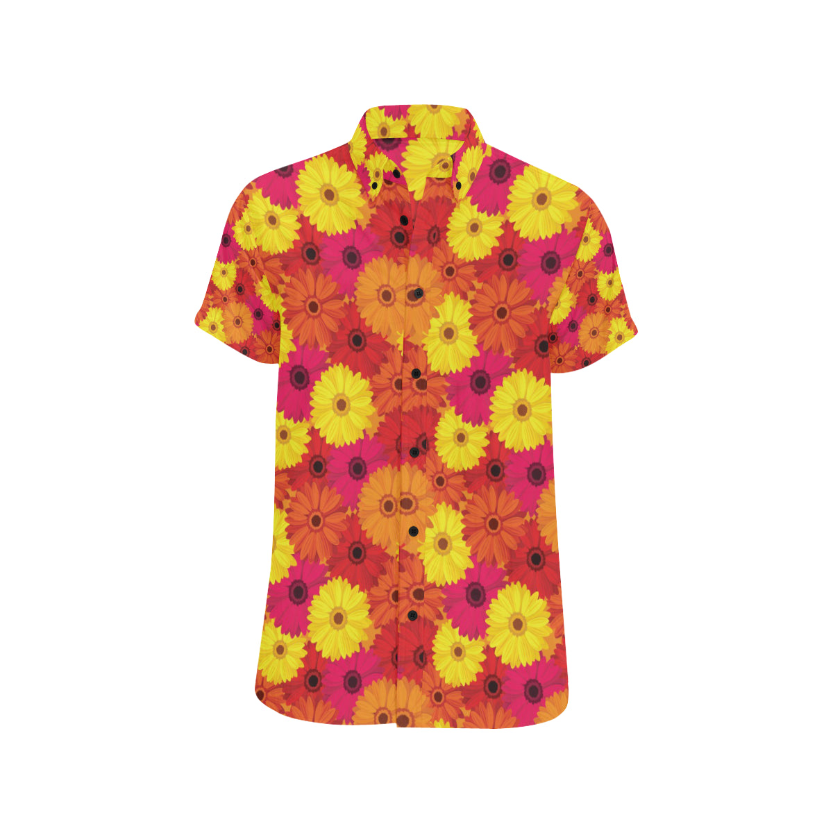 Gerberas Pattern Print Design GB05 Men's Short Sleeve Button Up Shirt