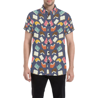 Book Pattern Print Design 01 Men's Short Sleeve Button Up Shirt