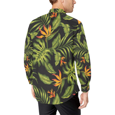 Bird Of Paradise Pattern Print Design BOP013 Men's Long Sleeve Shirt