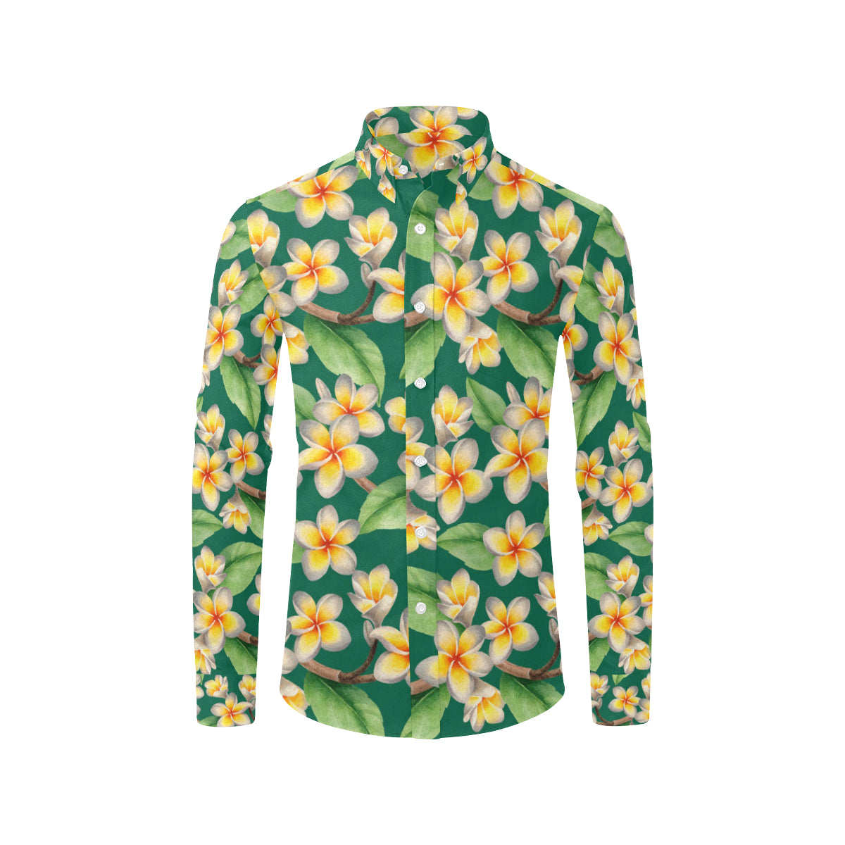 Plumeria Pattern Print Design PM07 Men's Long Sleeve Shirt