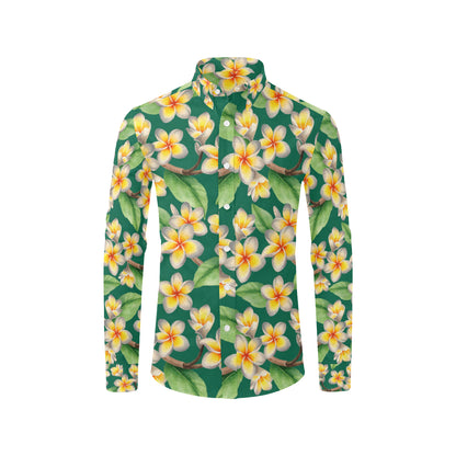 Plumeria Pattern Print Design PM07 Men's Long Sleeve Shirt
