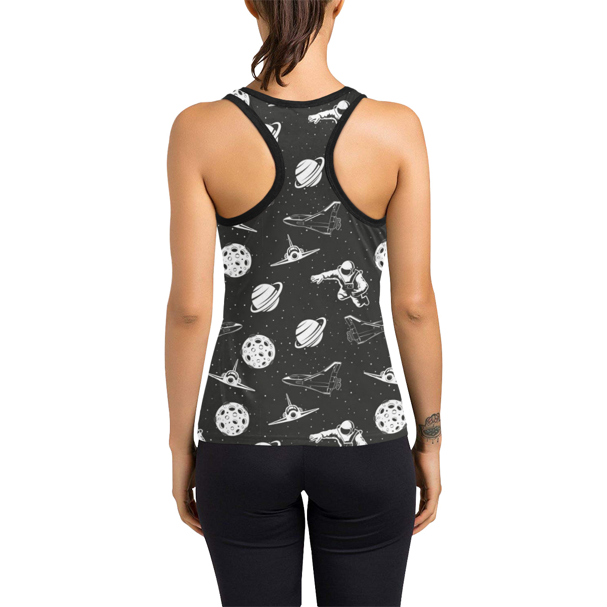 Space Astronauts Print Women's Racerback Tank Top