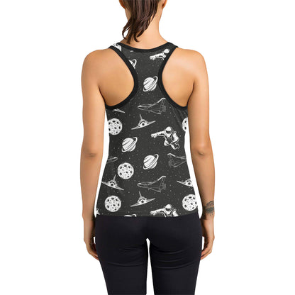 Space Astronauts Print Women's Racerback Tank Top
