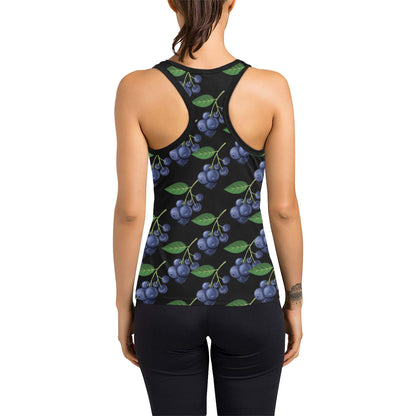 Blueberry Pattern Print Design BB01 Women's Racerback Tank Top