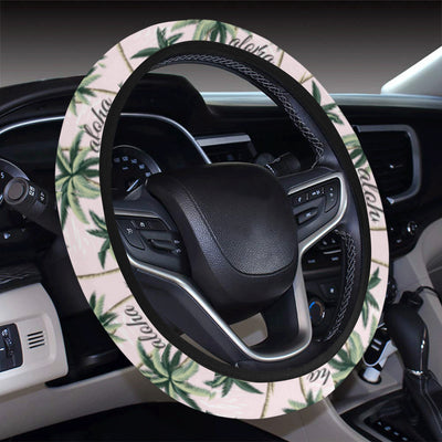 Aloha Beach Pattern Design Themed Print Steering Wheel Cover with Elastic Edge