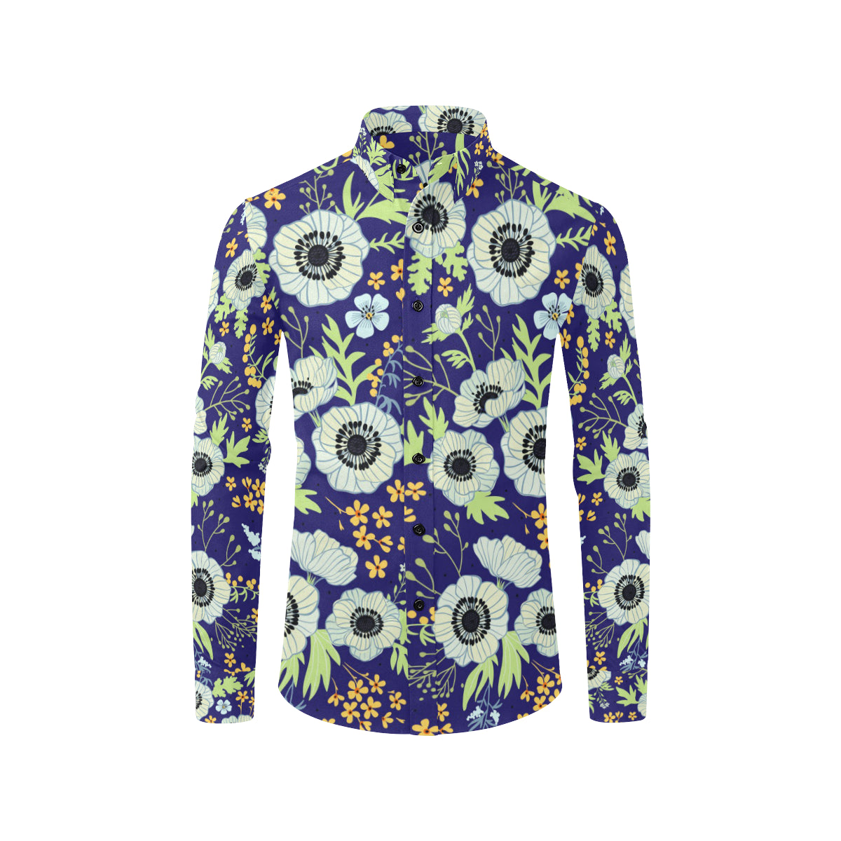 Anemone Pattern Print Design AM06 Men's Long Sleeve Shirt