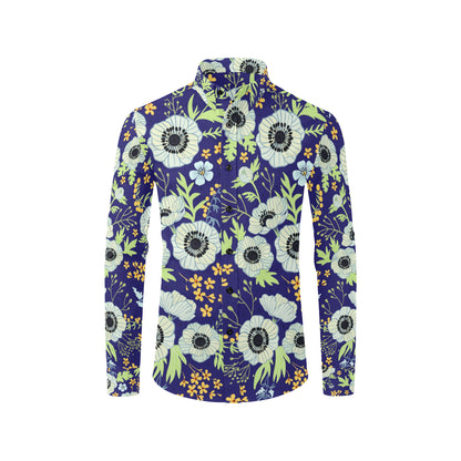 Anemone Pattern Print Design AM06 Men's Long Sleeve Shirt