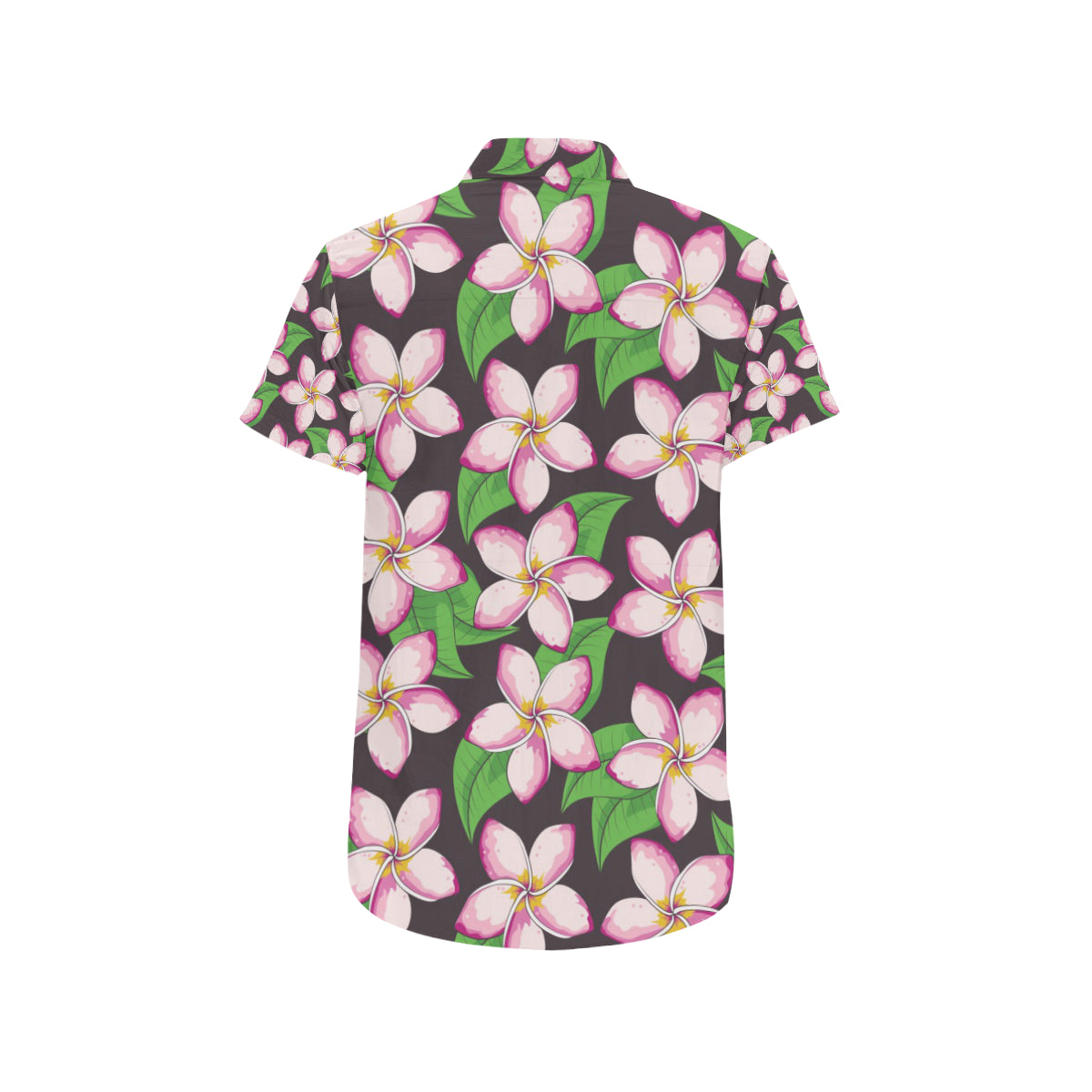 Pink Plumeria Pattern Print Design PM019 Men's Short Sleeve Button Up Shirt