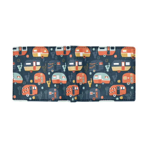 Caravan Cards Pattern Camper Caravan Print Pattern Men's ID Card Wallet - JorJune