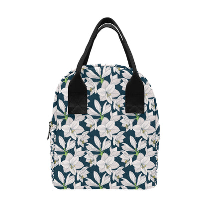 Amaryllis Pattern Print Design AL02 Insulated Lunch Bag