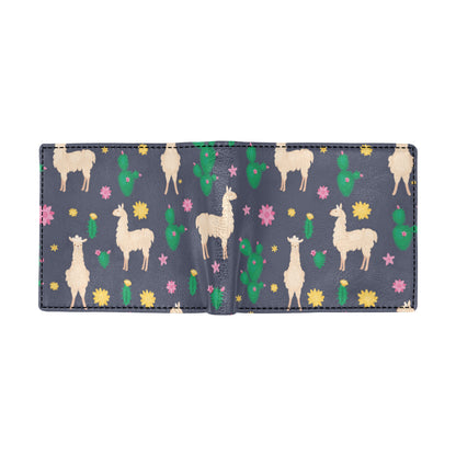 Llama Cactus Pattern Print Design 012 Men's ID Card Wallet