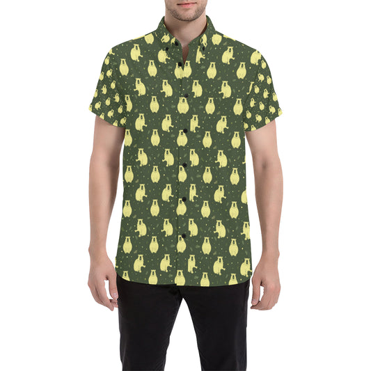 Capybara Pattern Print Design 03 Men's Short Sleeve Button Up Shirt
