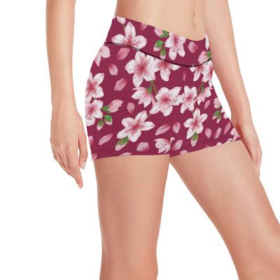 Cherry Blossom Pattern Print Design CB06 Yoga Shorts