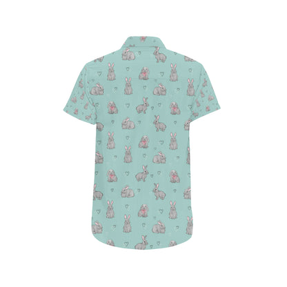 Bunny Pattern Print Design 02 Men's Short Sleeve Button Up Shirt