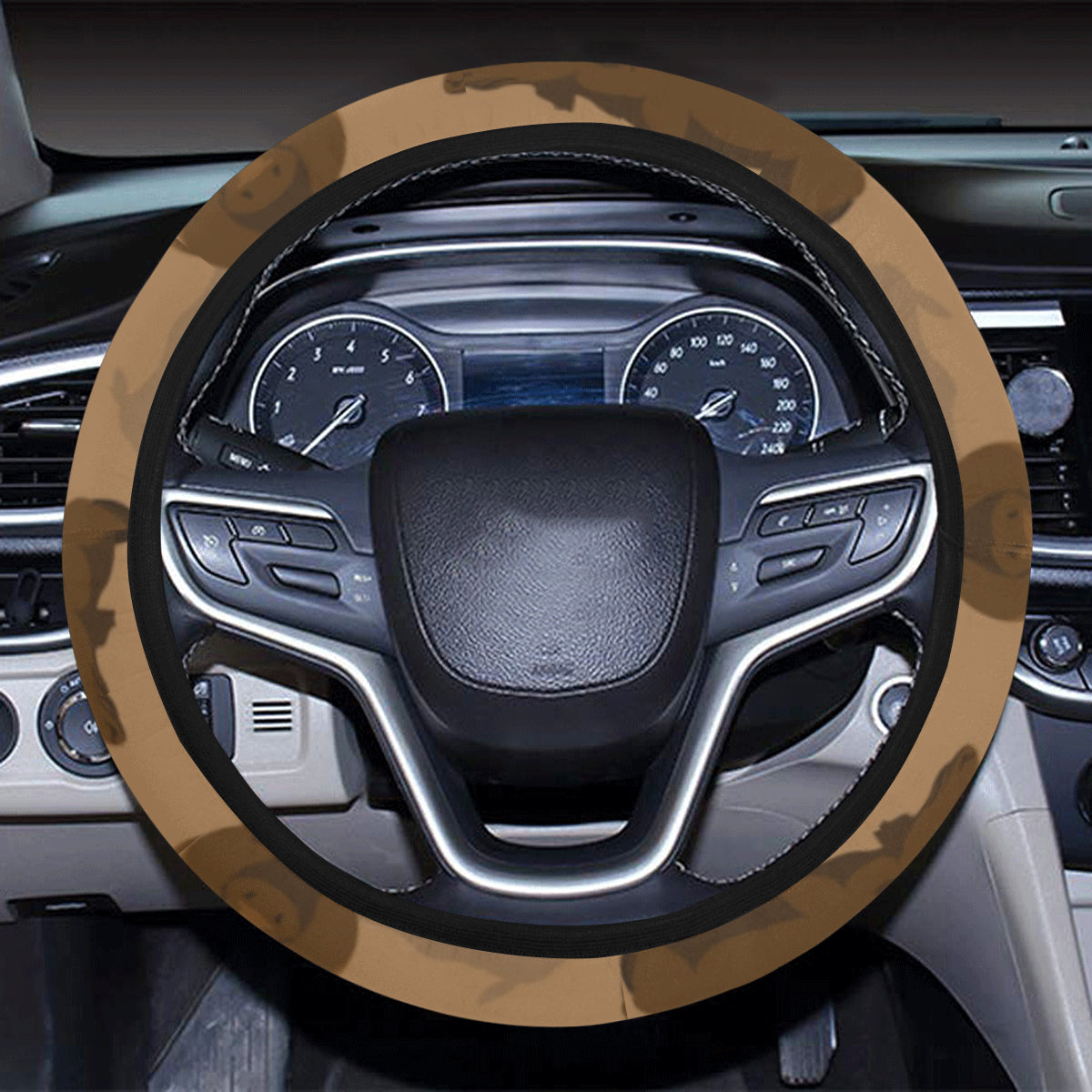 Moose Pattern Print Design 03 Steering Wheel Cover with Elastic Edge