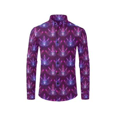 lotus Pattern Print Design LO01 Men's Long Sleeve Shirt