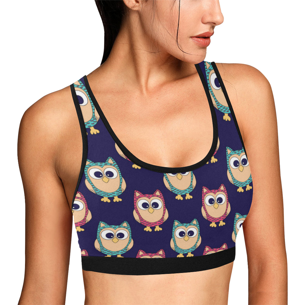 Owl Pattern Print Design A06 Sports Bra