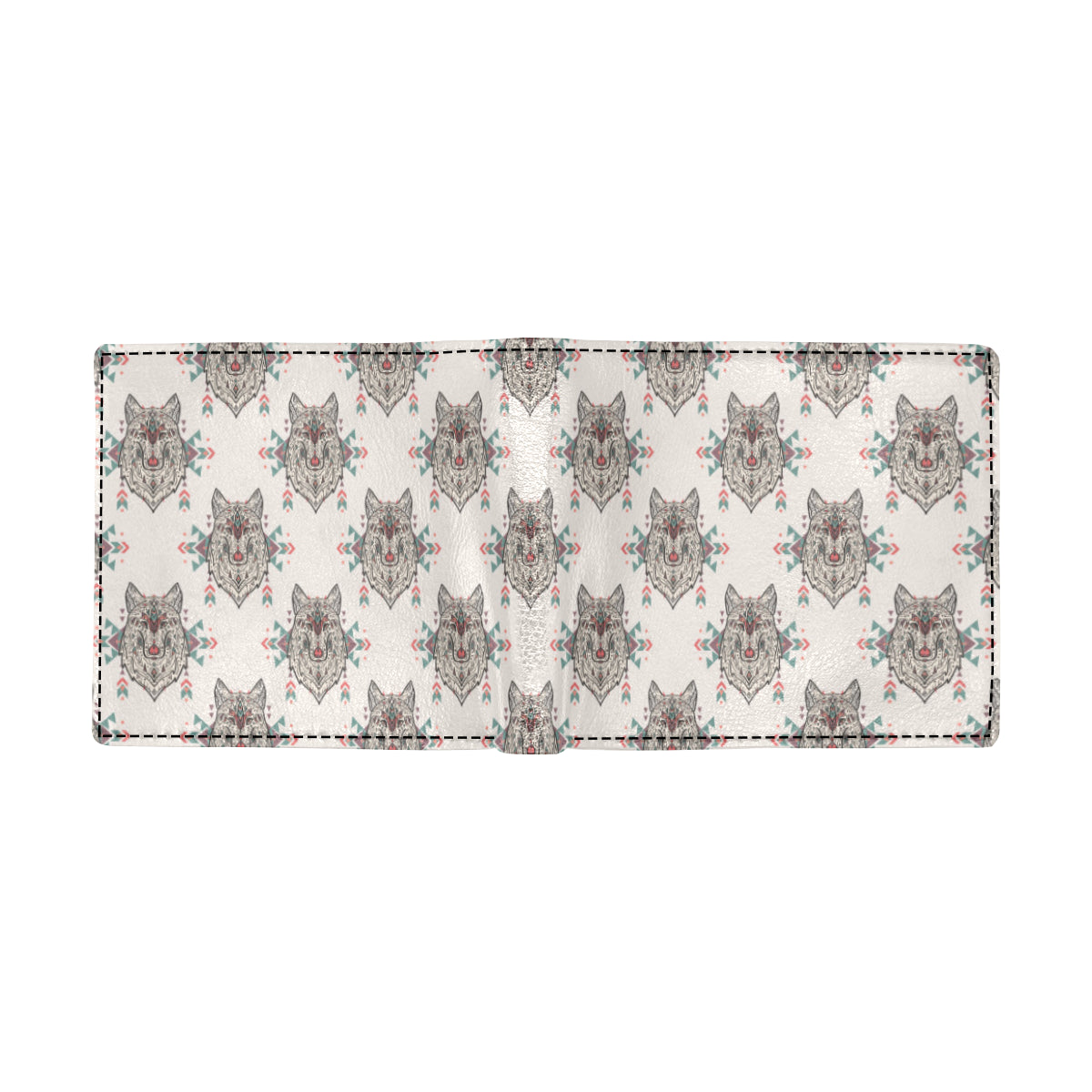 Aztec Wolf Pattern Print Design 01 Men's ID Card Wallet