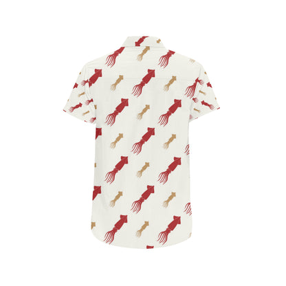 Giant Squid Pattern Print Design 01 Men's Short Sleeve Button Up Shirt