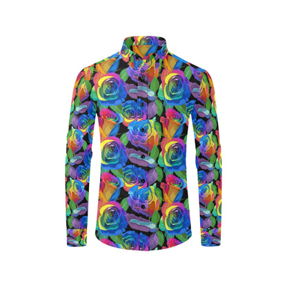 Rose Pattern Print Design RO02 Men's Long Sleeve Shirt