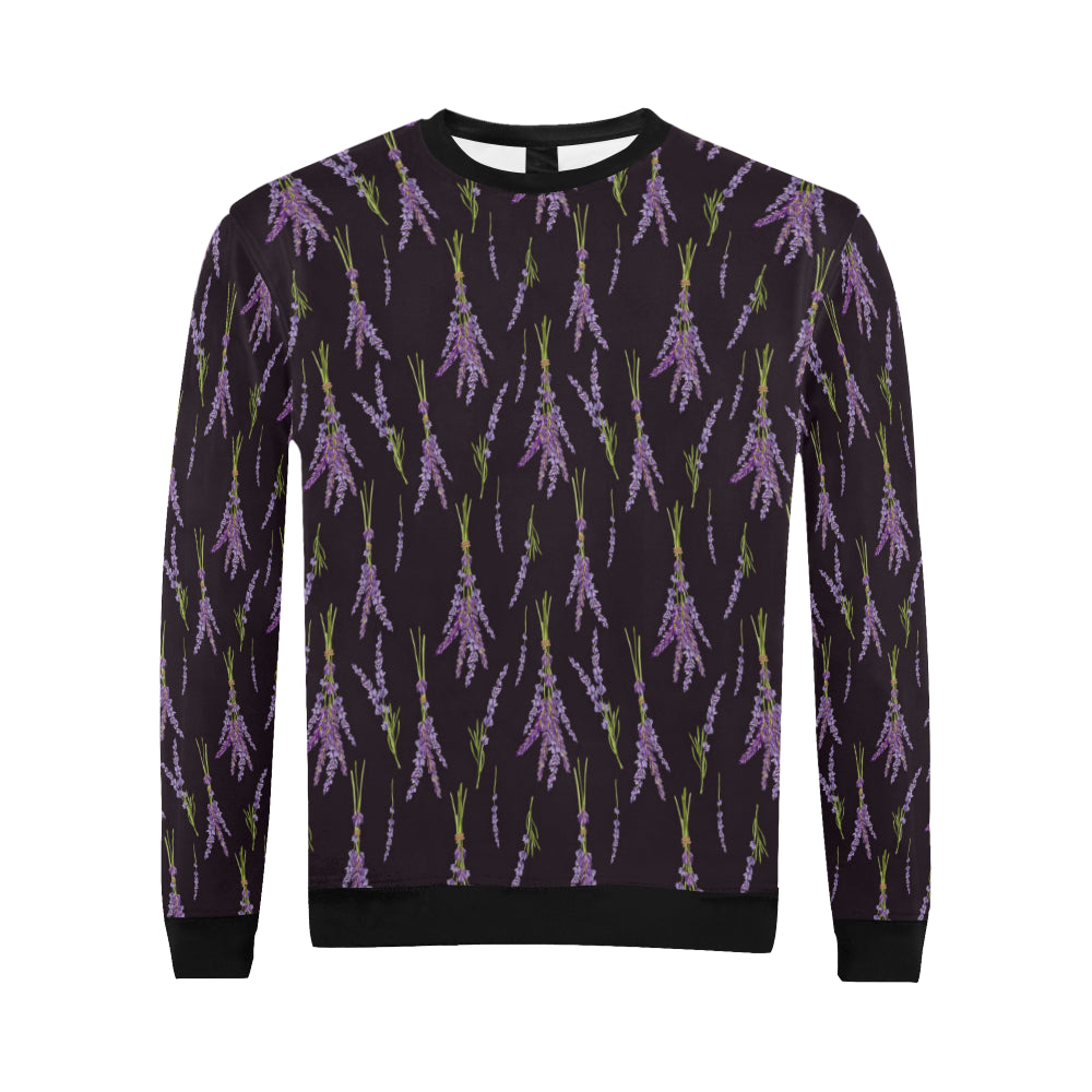 Lavender Pattern Print Design LV05 Men Long Sleeve Sweatshirt