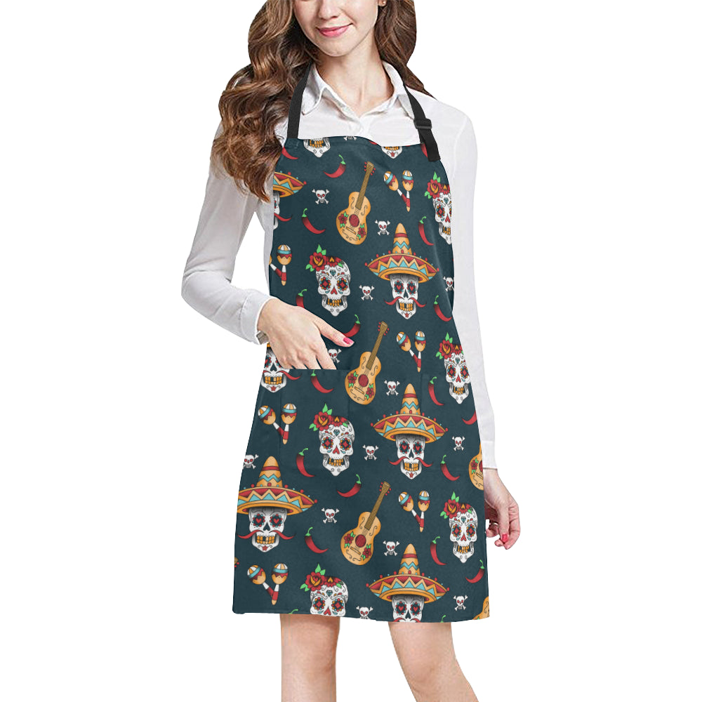 sugar skull Mexican Apron with Pocket