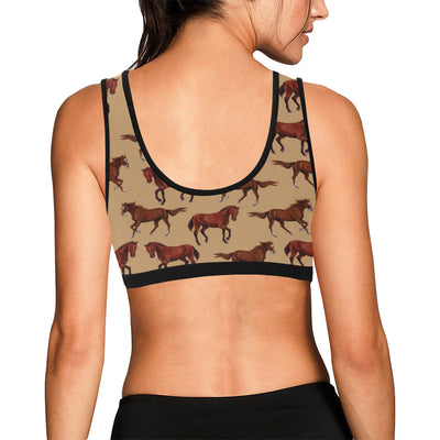 Brown Horse Print Pattern Sports Bra