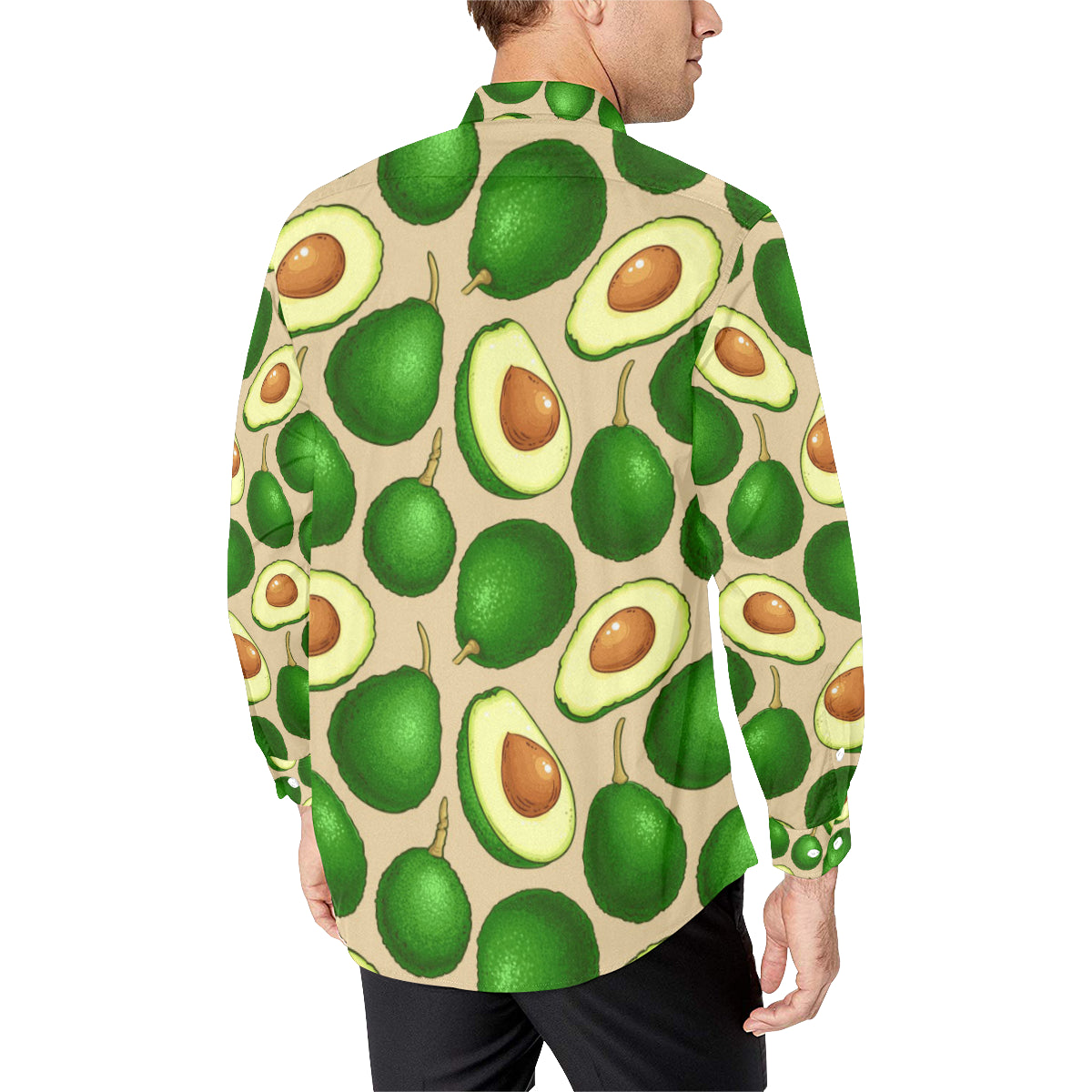 Avocado Pattern Print Design AC010 Men's Long Sleeve Shirt