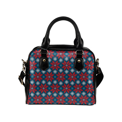 Poinsettia Pattern Print Design A02 Shoulder Handbag