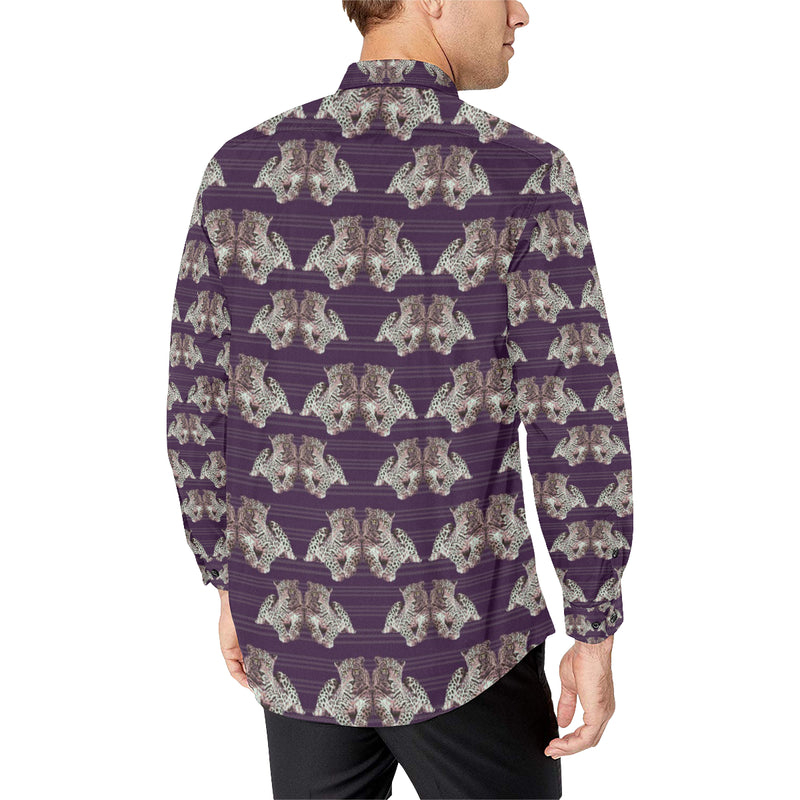 Leopard Pattern Print Design 01 Men's Long Sleeve Shirt