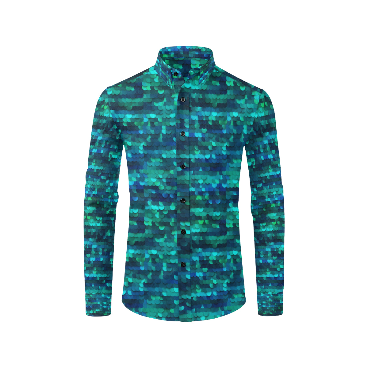 Mermaid Scales Pattern Print Design 06 Men's Long Sleeve Shirt