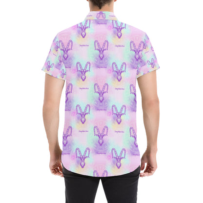 Capricorn Zodiac Pattern Print Design 02 Men's Short Sleeve Button Up Shirt