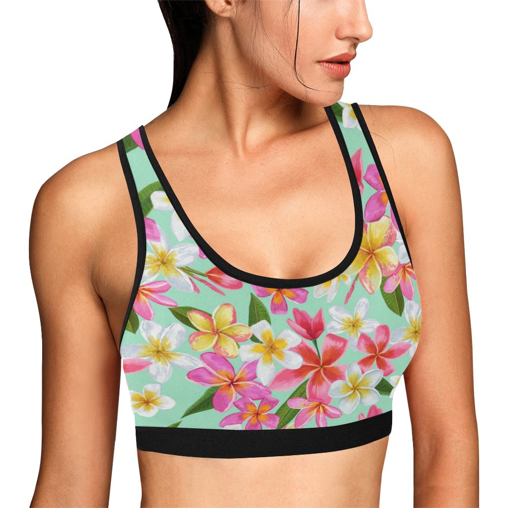 Plumeria Pattern Print Design PM014 Sports Bra