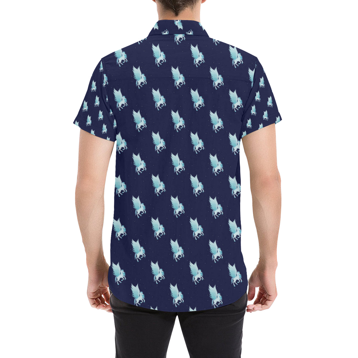 Pegasus Pattern Print Design 03 Men's Short Sleeve Button Up Shirt