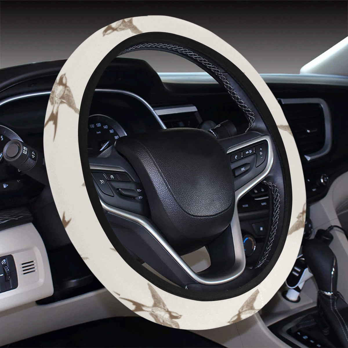 Swallow Bird Pattern Print Design 01 Steering Wheel Cover with Elastic Edge