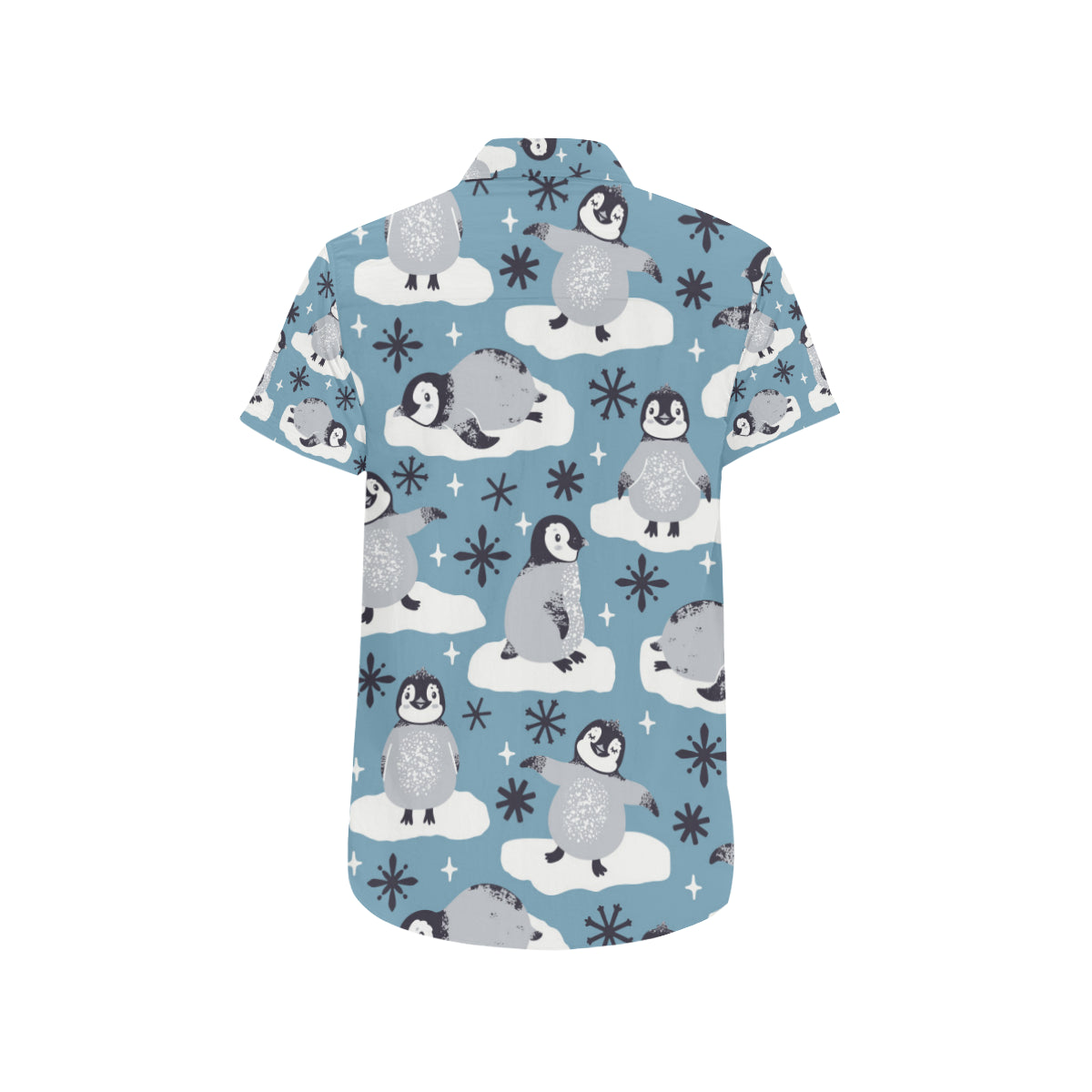 Penguin Pattern Print Design A05 Men's Short Sleeve Button Up Shirt
