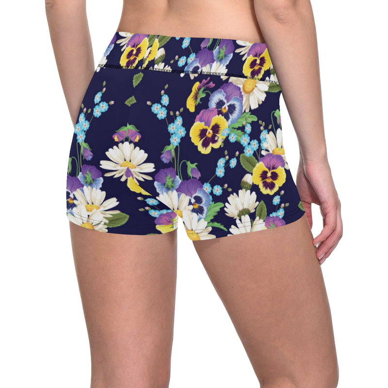 Pansy Pattern Print Design PS03 Yoga Shorts