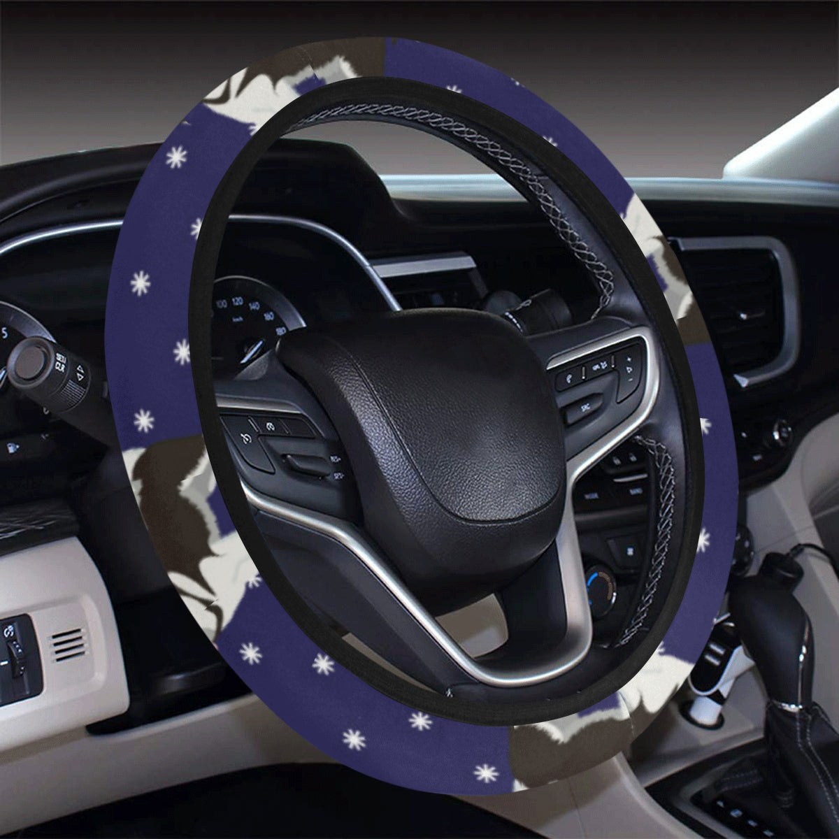 Alaskan Malamute Pattern Print Design 04 Steering Wheel Cover with Elastic Edge