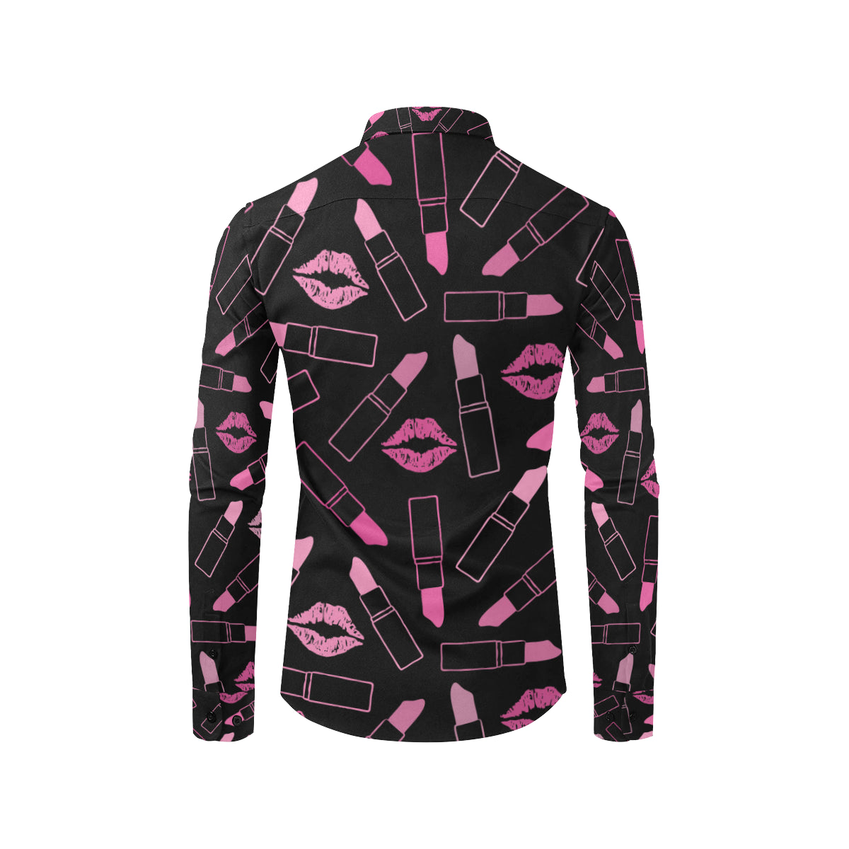Lipstick Pink Pattern Print Design 01 Men's Long Sleeve Shirt