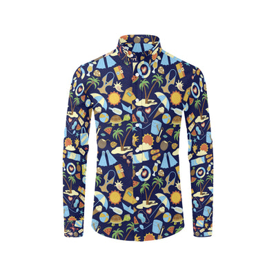 Beach Themed Pattern Print Design 04 Men's Long Sleeve Shirt