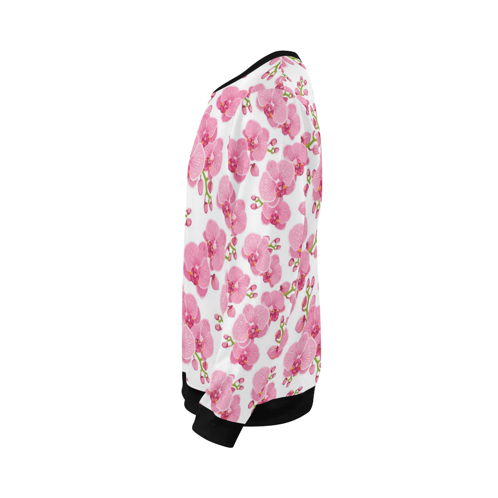 Orchid Pink Pattern Print Design OR07 Men Long Sleeve Sweatshirt
